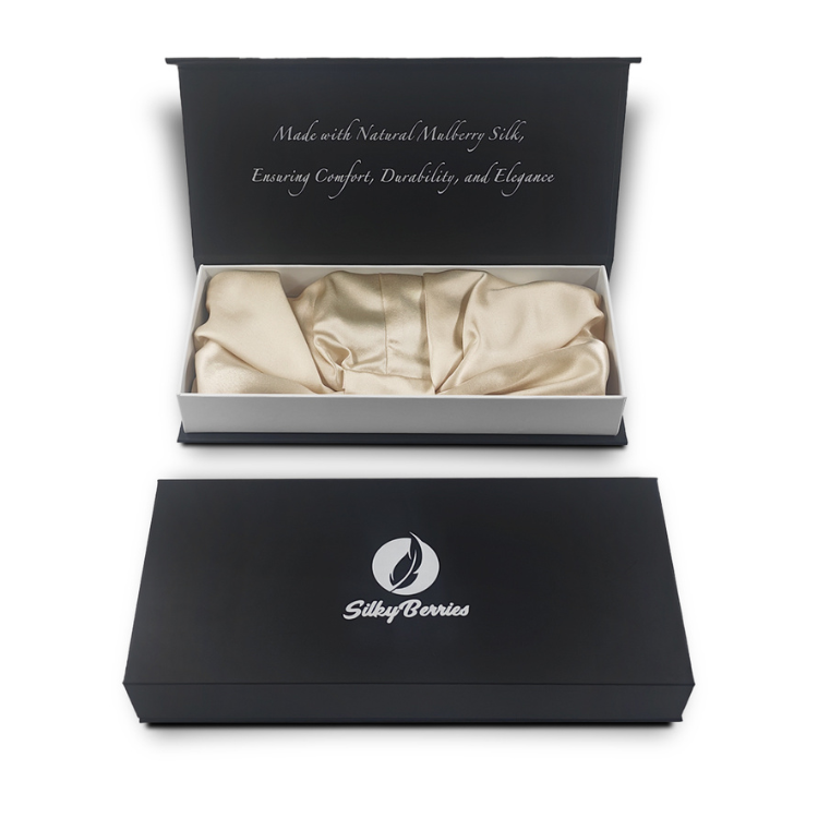 SilkyBerries 100% Mulberry Silk Bonnet, 19 Momme Silk Night Sleep Cap - SilkyBerries