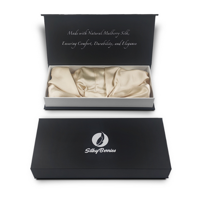 SilkyBerries 100% Mulberry Silk Bonnet, 19 Momme Silk Night Sleep Cap - SilkyBerries