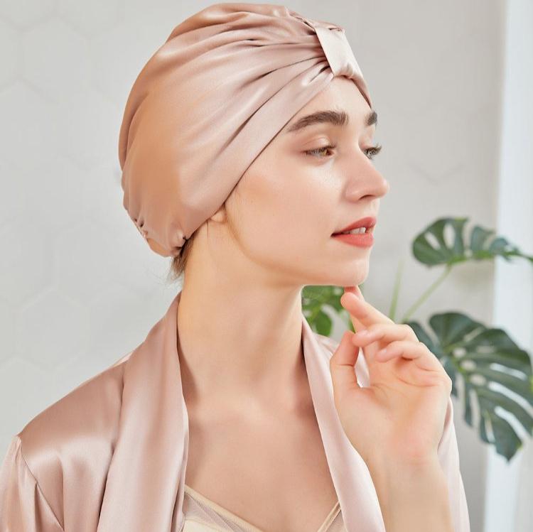 SilkyBerries 100% Mulberry Silk Bonnet, 19 Momme Silk Night Sleep Cap - SilkyBerries
